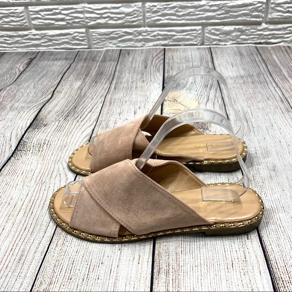 Maurices Mauve Faux Suede Saige Slides Gold Studs - Picture 4 of 5